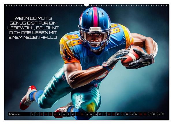 Produktbild: American Football und Motivation (hochwertiger Premium Wandkalender 2026 DIN A2 quer), Kunstdruck in Hochglanz
