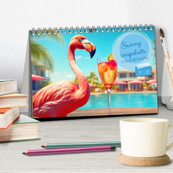 Produktbild: Sunny snapshots - A year of happy animals (Desk Calendar 2026 DIN A5 landscape), CALVENDO 12 Month DeskCalendar