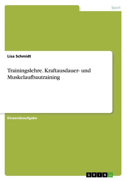 Produktbild: Trainingslehre. Kraftausdauer- und Muskelaufbautraining