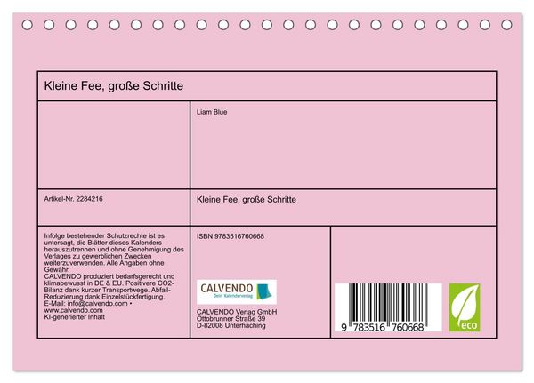 Produktbild: Kleine Fee, gro&szlig;e Schritte (Tischkalender 2027 DIN A5 quer), CALVENDO Monatskalender