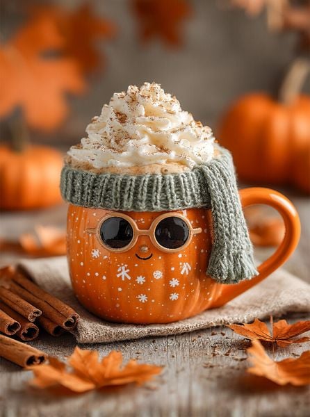 Produktbild: CALVENDO Puzzle Stylishe K&uuml;rbis-Latte mit Sonnenbrille - Herbstliches Fun-Motiv | 2000 Teile Lege-Gr&ouml;&szlig;e 90x67cm Foto-Puzzle f&uuml;r gl&uuml;ckliche Stunden
