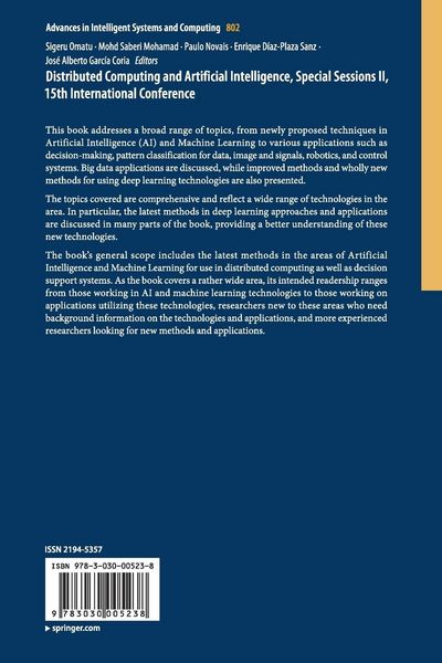 Produktbild: Distributed Computing and Artificial Intelligence, Special Sessions II, 15th International Conference