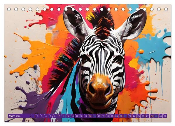 Produktbild: ZEBRAS - Modern Art (Tischkalender 2026 DIN A5 quer), CALVENDO Monatskalender