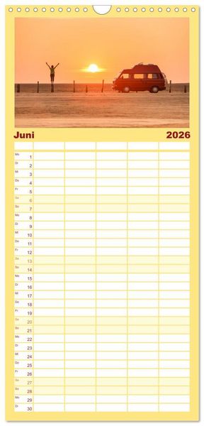 Produktbild: Familienplaner 2026 - Vanlife - Gl&uuml;cklich auf vier R&auml;dern mit 5 Spalten (Wandkalender, 21 x 45 cm) CALVENDO