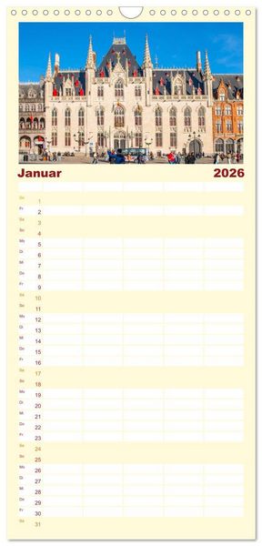 Produktbild: Familienplaner 2026 - Br&uuml;gge - malerische Stadt mit Charme mit 5 Spalten (Wandkalender, 21 x 45 cm) CALVENDO