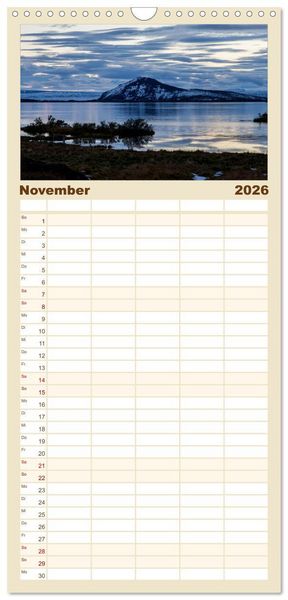 Produktbild: Familienplaner 2026 - Island - Land aus Feuer und Eis mit 5 Spalten (Wandkalender, 21 x 45 cm) CALVENDO