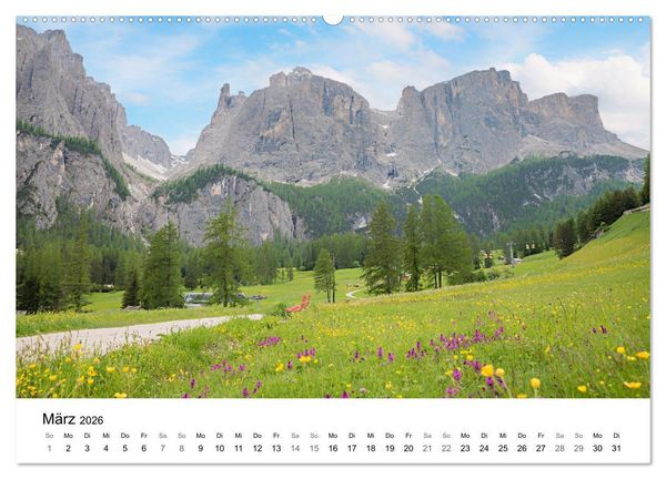 Produktbild: Wanderziele S&uuml;dtiroler Dolomiten - Region Gadertal und Buchenstein (hochwertiger Premium Wandkalender 2026 DIN A2 quer), Kunstdruck in Hochglanz
