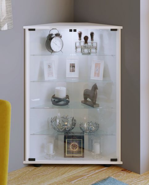 Produktbild: Holz Glas Eckvitrine Vitrine Sammelvitrine Jecka L