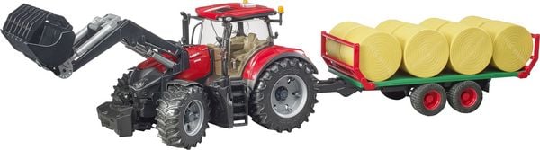 Produktbild: bruder 03198 Case IH Optum 300CVX mit Frontlader, Ballentransport + 8 Rundball
