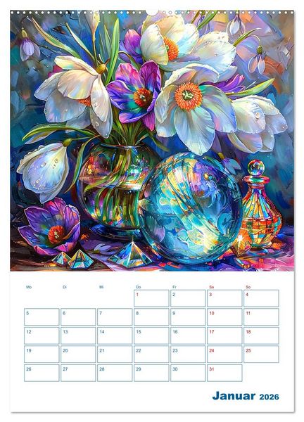 Produktbild: Blumenglanz (hochwertiger Premium Wandkalender 2026 DIN A2 hoch), Kunstdruck in Hochglanz