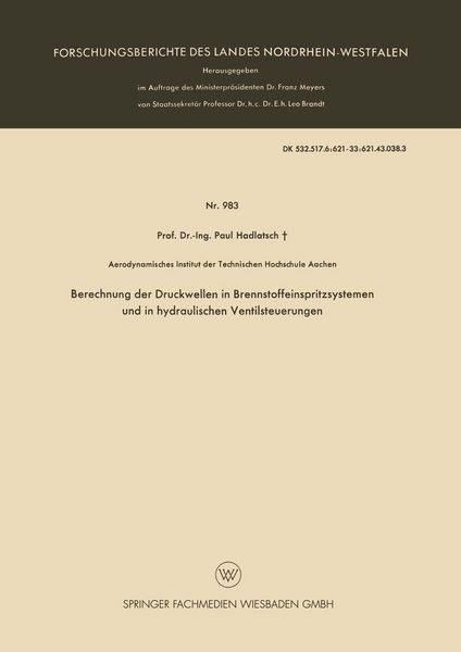 Produktbild: Berechnung der Druckwellen in Brennstoffeinspritzsystemen und in hydraulischen Ventilsteuerungen