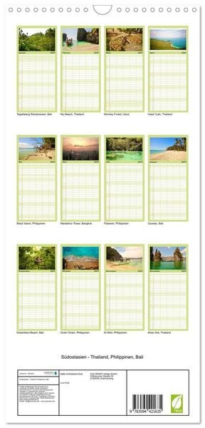 Produktbild: Familienplaner 2027 - S&uuml;dostasien - Thailand, Philippinen, Bali mit 5 Spalten (Wandkalender, 21 x 45 cm) CALVENDO
