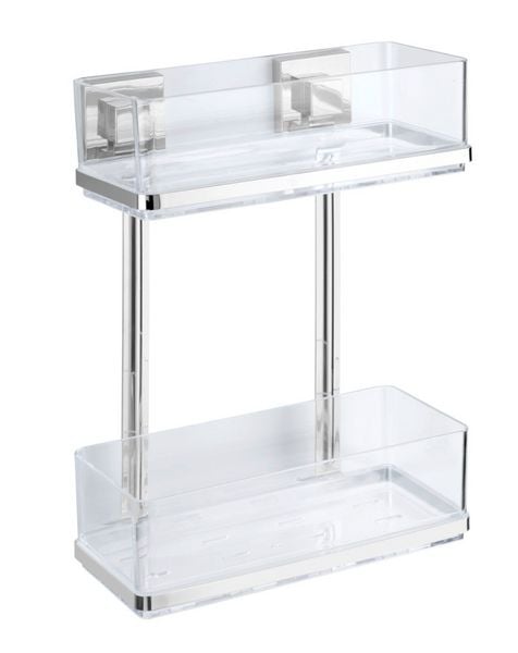 Vacuum-Loc Wandregal 2 Etagen Mod. Quadro Edelstahl, Befestigen ohne bohren