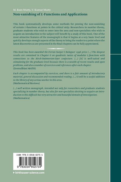 Produktbild: Non-vanishing of L-Functions and Applications
