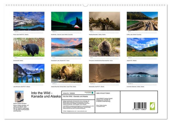 Produktbild: Into the Wild - Kanada und Alaska (hochwertiger Premium Wandkalender 2026 DIN A2 quer), Kunstdruck in Hochglanz