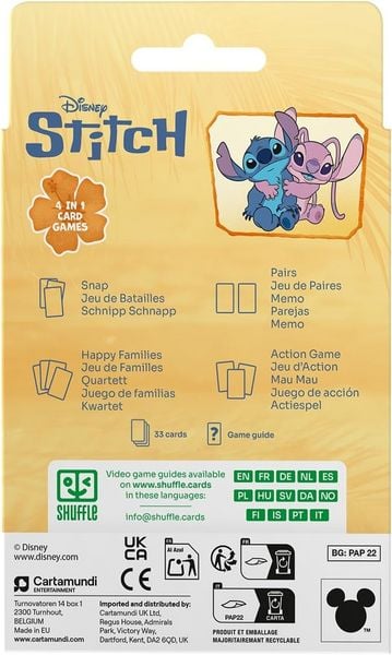 Produktbild: Shuffle 10049718 - Disney Stitch, 4in1 Kartenspiel