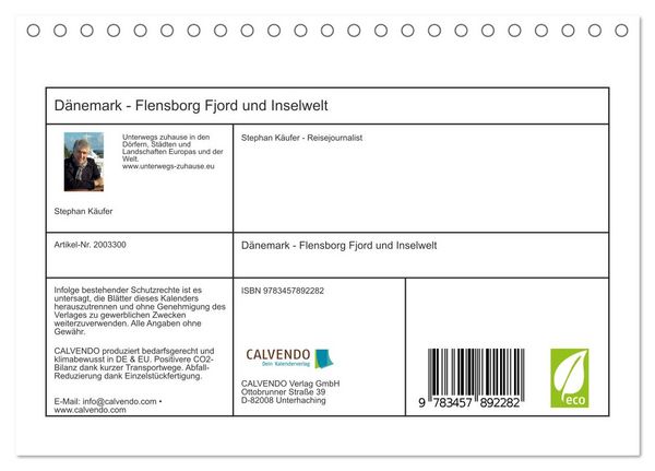 Produktbild: D&auml;nemark - Flensborg Fjord und Inselwelt (Tischkalender 2026 DIN A5 quer), CALVENDO Monatskalender