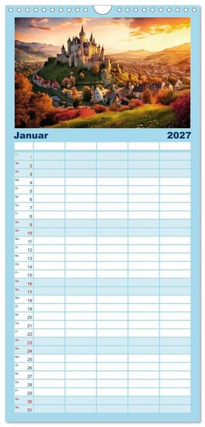 Produktbild: Familienplaner 2027 - Romantische Ritterburgen mit 5 Spalten (Wandkalender, 21 x 45 cm) CALVENDO