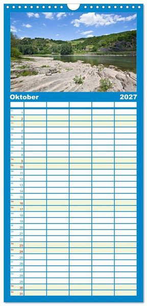 Produktbild: Familienplaner 2027 - Oberes Mittelrheintal Sehnsuchtsziel f&uuml;r Romantiker mit 5 Spalten (Wandkalender, 21 x 45 cm) CALVENDO