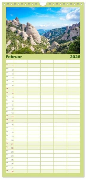 Produktbild: Familienplaner 2026 - Montserrat Wanderung mit 5 Spalten (Wandkalender, 21 x 45 cm) CALVENDO