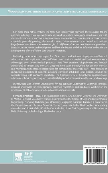Produktbild: Biopolymers and Biotech Admixtures for Eco-Efficient Construction Materials