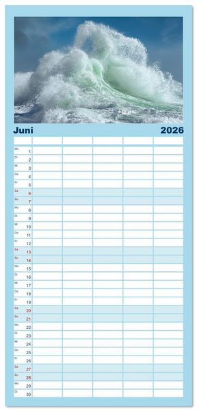 Produktbild: Familienplaner 2026 - Azurblaue Horizonte - Die Sch&ouml;nheit des Meeres einfangen mit 5 Spalten (Wandkalender, 21 x 45 cm) CALVENDO