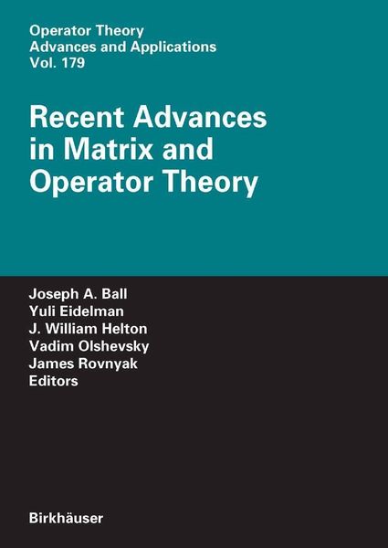 Produktbild: Recent Advances in Matrix and Operator Theory