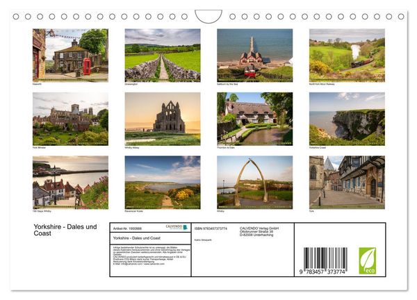 Produktbild: Yorkshire - Dales und Coast (Wandkalender 2026 DIN A4 quer), CALVENDO Monatskalender