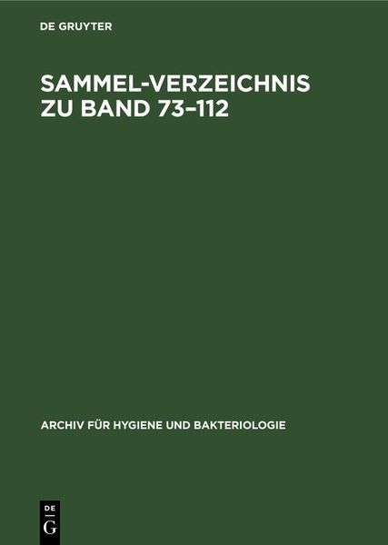 Produktbild: Sammel-Verzeichnis zu Band 73-112