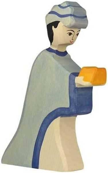 Produktbild: Goki 80282 - Caspar, grau/blau, Holzfigur, 17,5cm, Holztiger-Figur