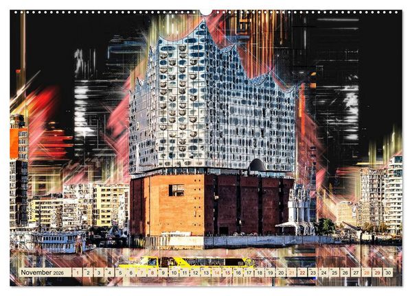 Produktbild: Hamburg abstrakt (hochwertiger Premium Wandkalender 2026 DIN A2 quer), Kunstdruck in Hochglanz