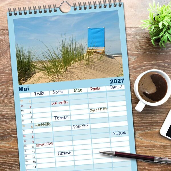Produktbild: Familienplaner 2027 - Nordseetr&auml;umereien mit 5 Spalten (Wandkalender, 21 x 45 cm) CALVENDO
