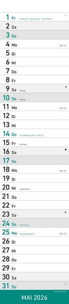 Produktbild: Streifenplaner MINT 2026 - Streifenkalender - Wandplaner - Küchen-Kalender - 11,3x49,5