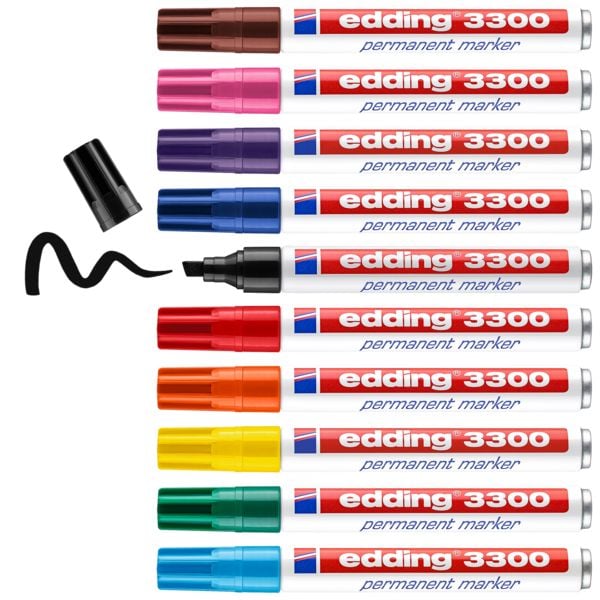 Produktbild: edding 3300 Permanentmarker, 10er Set Keilspitze