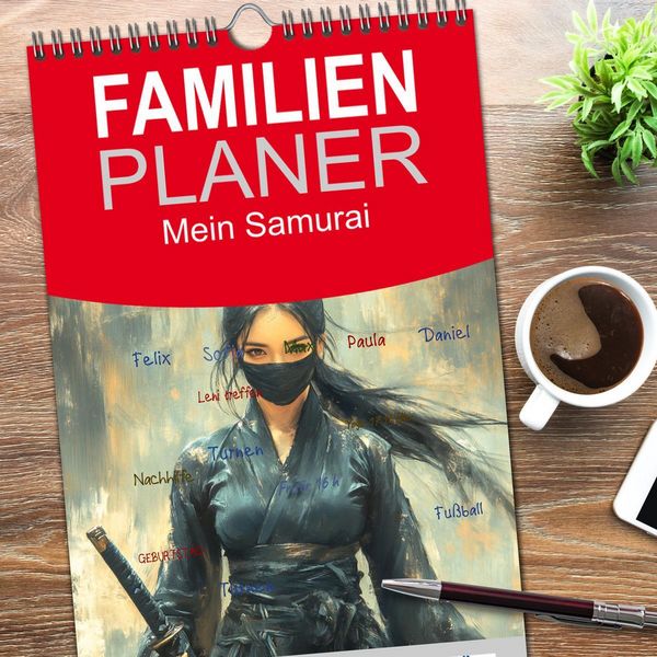 Produktbild: Familienplaner 2026 - Mein Samurai mit 5 Spalten (Wandkalender, 21 x 45 cm) CALVENDO