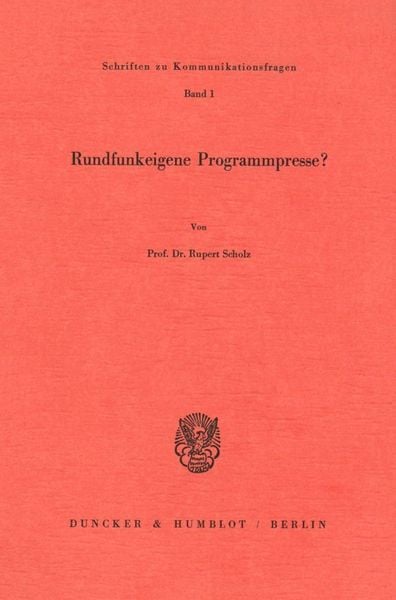 Produktbild: Rundfunkeigene Programmpresse?