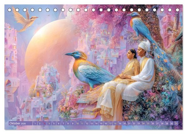 Produktbild: Paradiesische Welt - Fantasiewerke (Tischkalender 2026 DIN A5 quer), CALVENDO Monatskalender