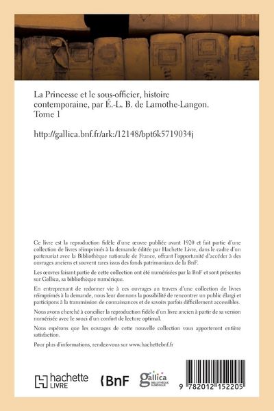Produktbild: La Princesse Et Le Sous-Officier, Histoire Contemporaine. Tome 1