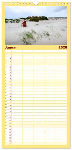 Produktbild: Familienplaner 2026 - Amrum, die Perle in der Nordsee mit 5 Spalten (Wandkalender, 21 x 45 cm) CALVENDO