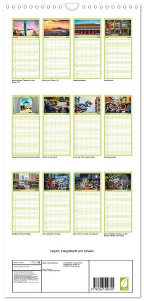 Produktbild: Familienplaner 2026 - Taipeh, Hauptstadt von Taiwan mit 5 Spalten (Wandkalender, 21 x 45 cm) CALVENDO