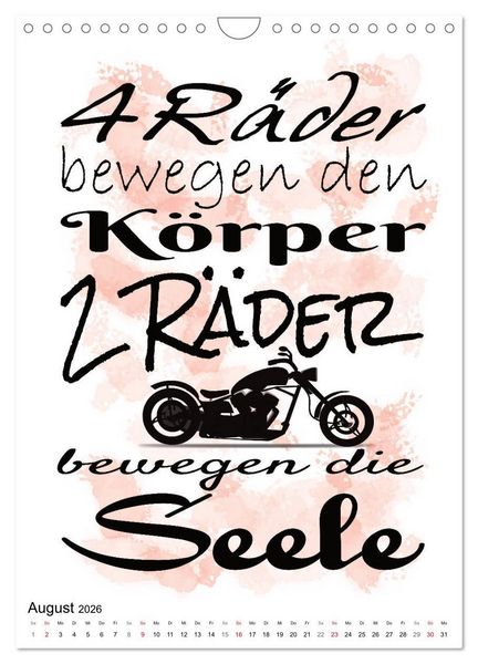 Produktbild: Biker-Spr&uuml;che (Wandkalender 2026 DIN A4 hoch), CALVENDO Monatskalender