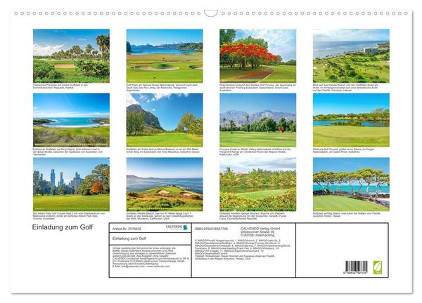 Produktbild: Einladung zum Golf (Wandkalender 2026 DIN A2 quer), CALVENDO Monatskalender