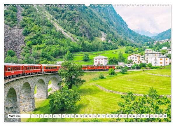 Produktbild: Rh&auml;tische Bahn - Fahrt durch die B&uuml;ndner Alpen (Wandkalender 2026 DIN A2 quer), CALVENDO Monatskalender