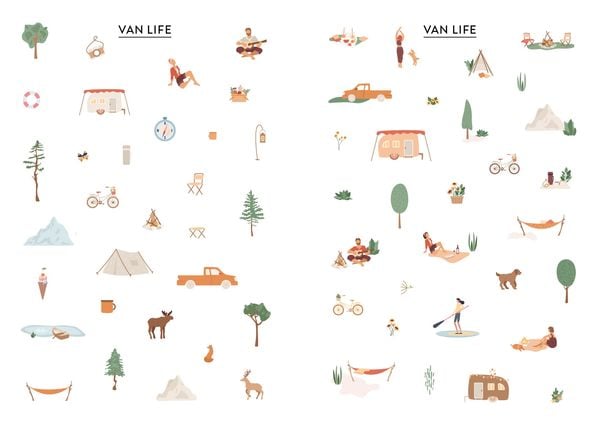 Produktbild: Bullet Journal Stickerbuch &ndash; Camping & Nature Love &ndash; &Uuml;ber 600 Sticker f&uuml;r alle Outdoor-Fans