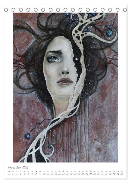 Produktbild: Colourful Women - Fantasy-Frauenportraits in Acryl und Mischtechnik (Tischkalender 2026 DIN A5 hoch), CALVENDO Monatskalender