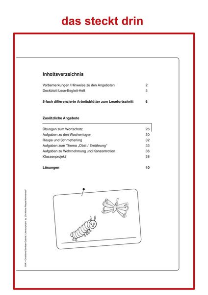 Produktbild: Literaturprojekt zu Die kleine Raupe Nimmersatt