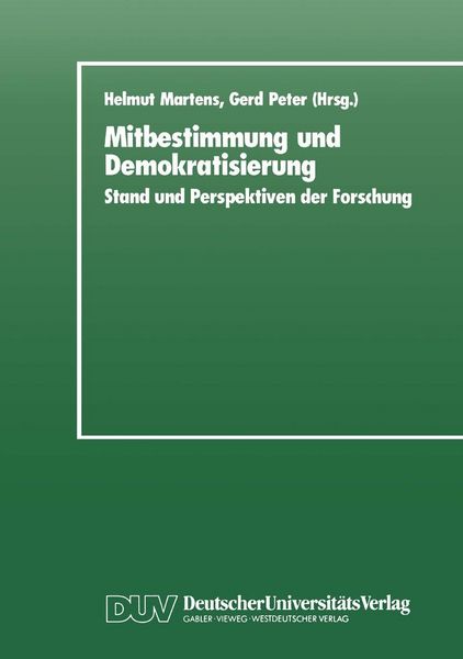 Produktbild: Mitbestimmung und Demokratisierung