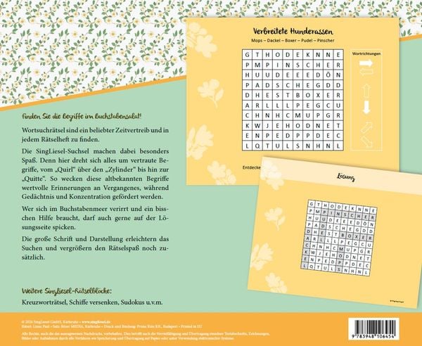 Produktbild: Wortsuchr&auml;tsel f&uuml;r Senioren mit vertrauten Begriffen. R&auml;tselspa&szlig;, Besch&auml;ftigung und Ged&auml;chtnistraining f&uuml;r Senioren. Auch mit Demenz. Gro&szlig;druck