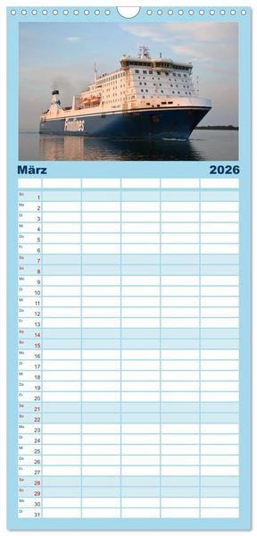 Produktbild: Familienplaner 2026 - Shipspotting Travem&uuml;nde mit 5 Spalten (Wandkalender, 21 x 45 cm) CALVENDO