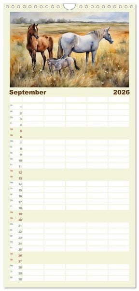 Produktbild: Familienplaner 2026 - Elegant und anmutig mit 5 Spalten (Wandkalender, 21 x 45 cm) CALVENDO